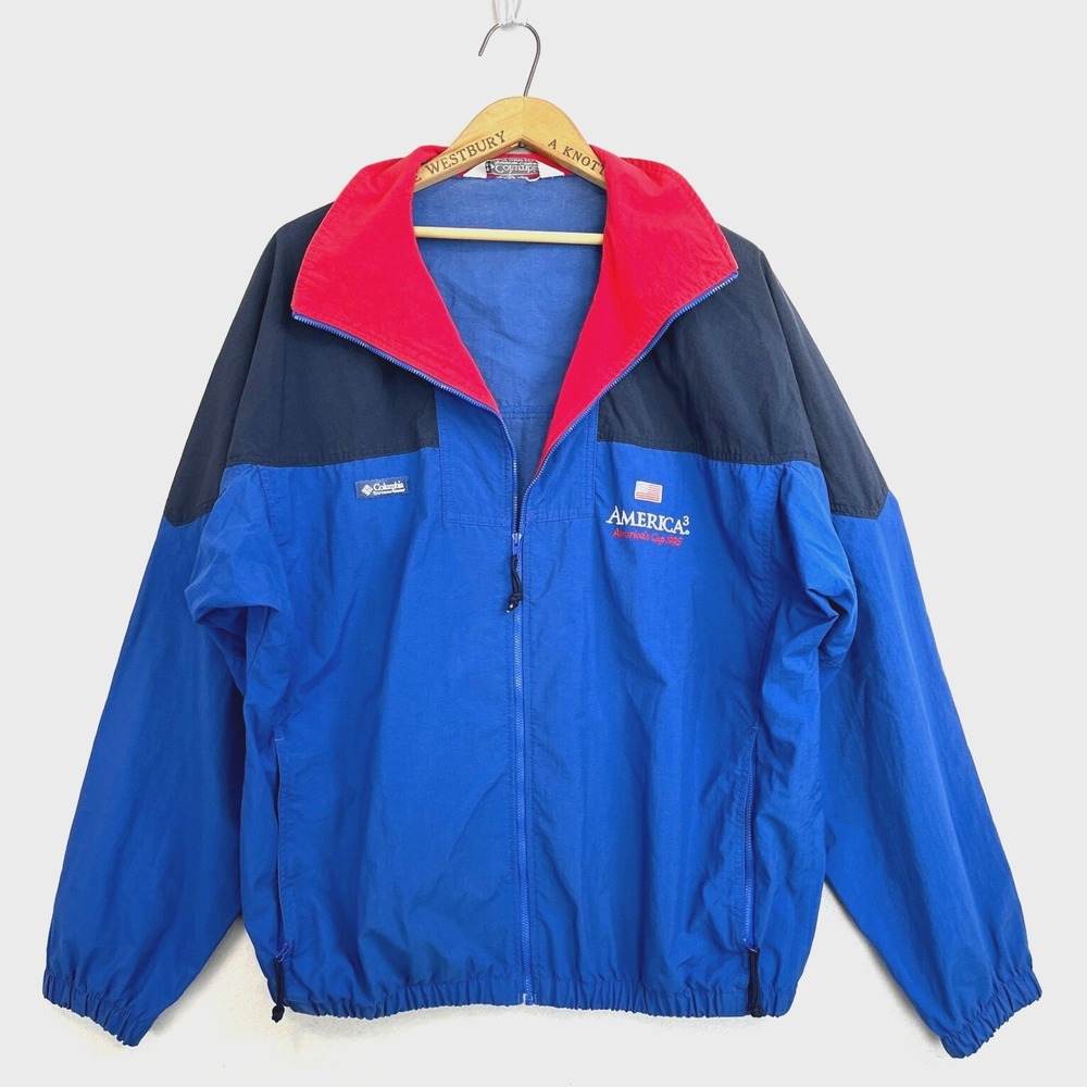 Vintage‎ Columbia America's Cup 1995 America3 Windbreaker Jacket Blue Red Large